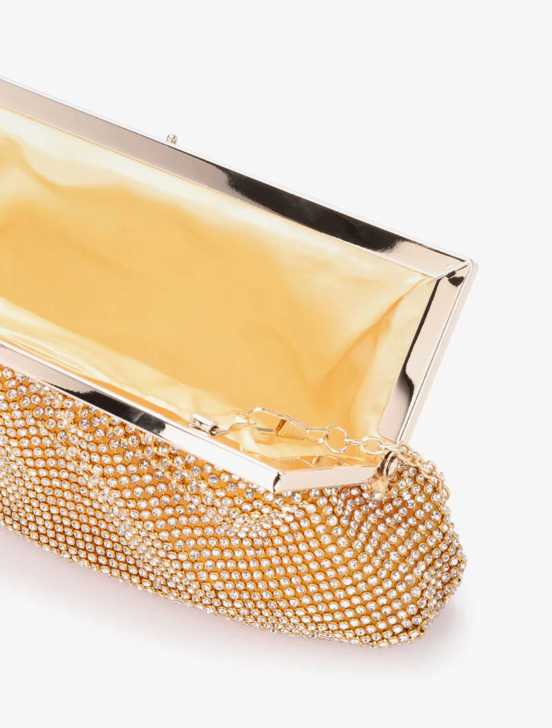 Strass beursstijl tas met ring sluiting - Goud - Image 4