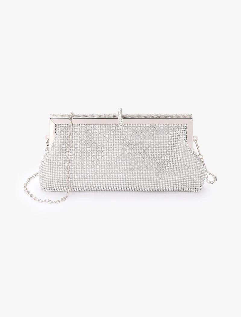 Strass beursstijl tas - Zilver