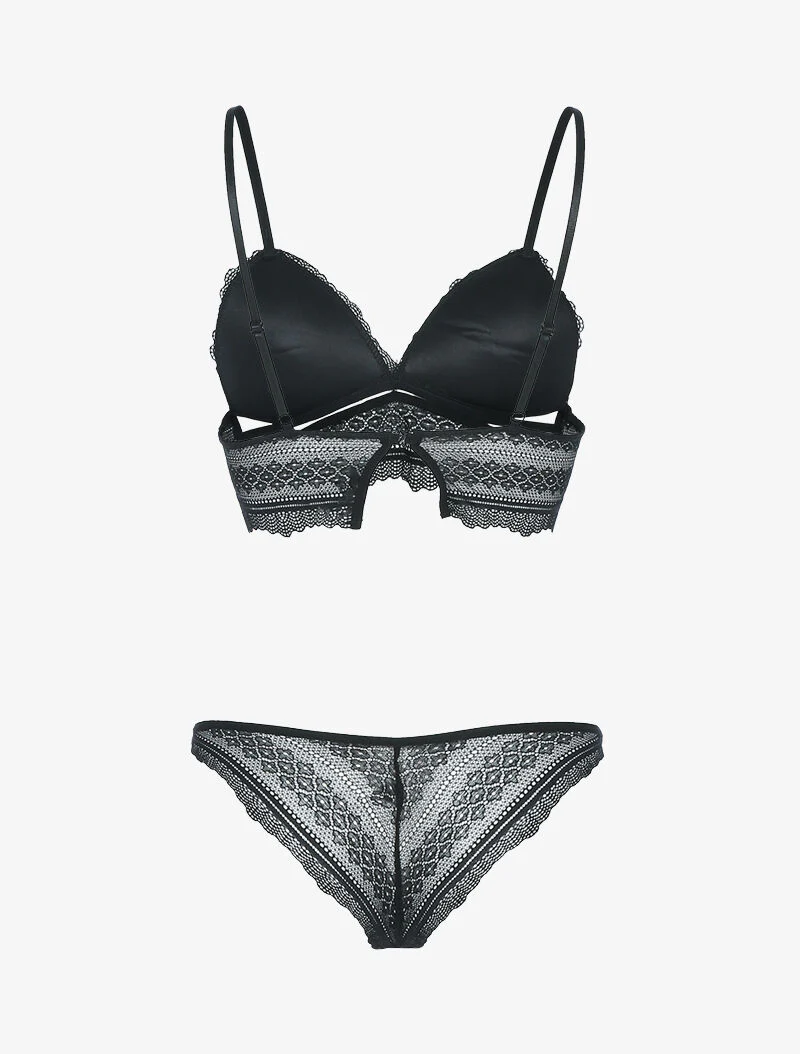 Bandeau set met bandjes en borduursels - zwart - Image 2