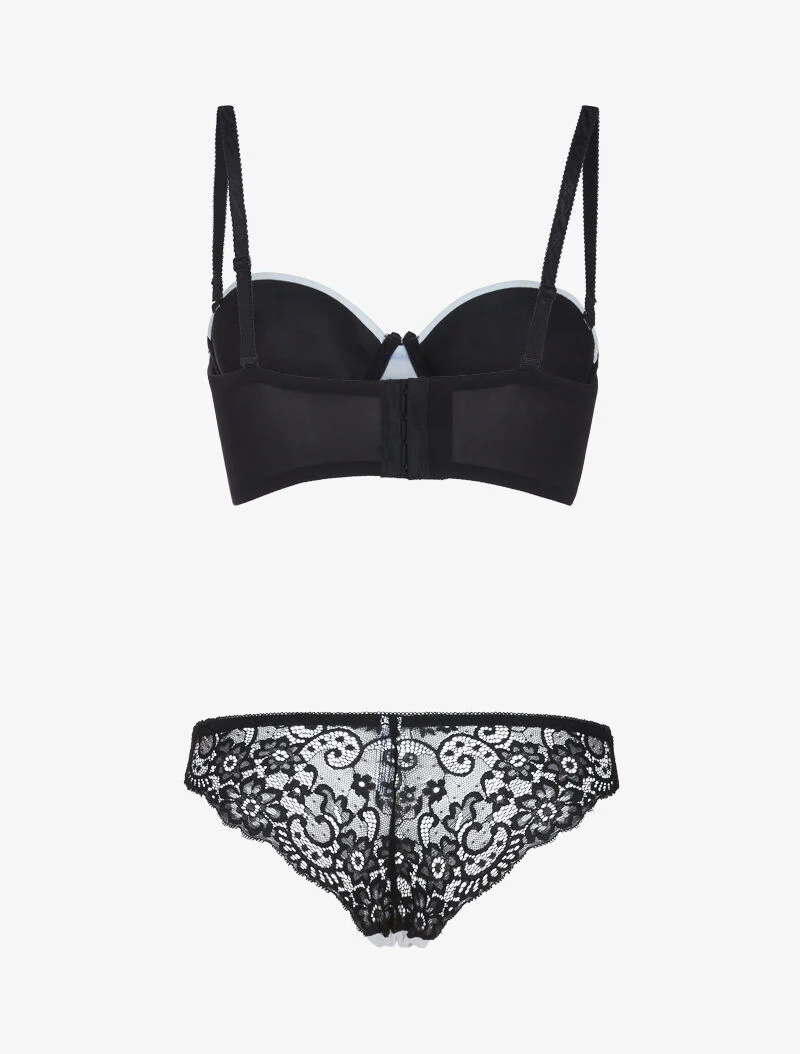 Bustier set met kanten details - zwart/wit - Image 2