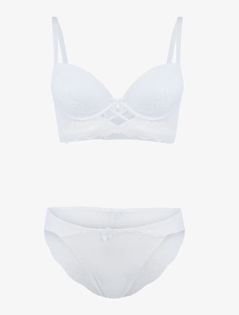 Bustier set met kanten inzetstukken - ecru - ecru