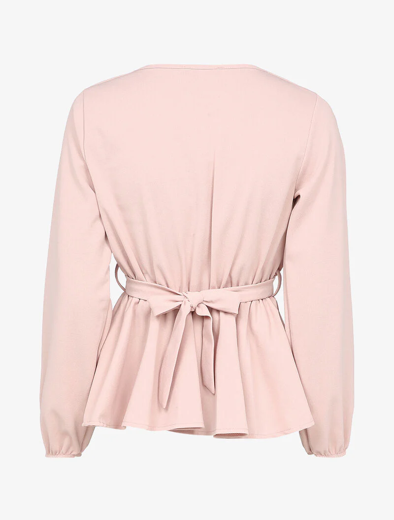 Peplum overslagblouse met gestileerde gesp - Roze - Image 2