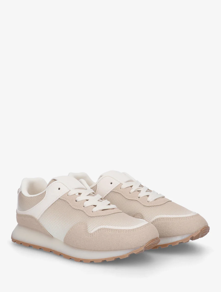 Canvas en suède sneakers met een rubberen zool. - Lichtmol - Image 4