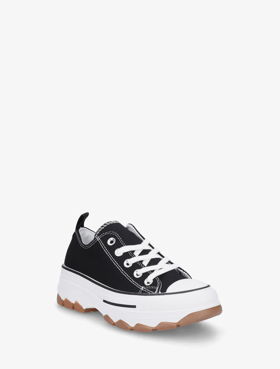 Canvas sneakers met een geprofileerde zool - Zwart - Image 2