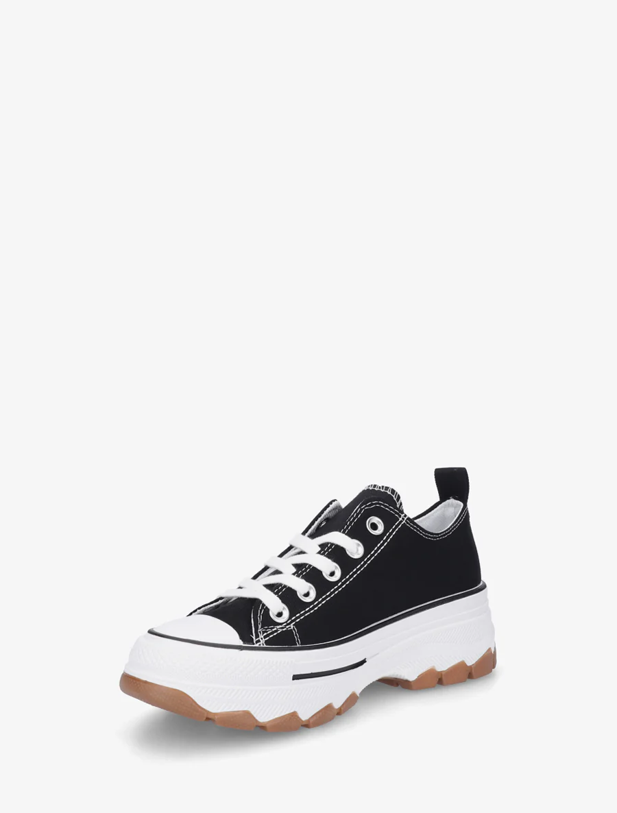 Canvas sneakers met een geprofileerde zool - Zwart - Image 3