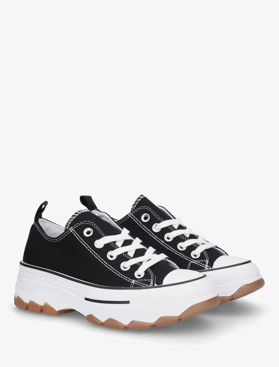 Canvas sneakers met een geprofileerde zool - Zwart - Image 4