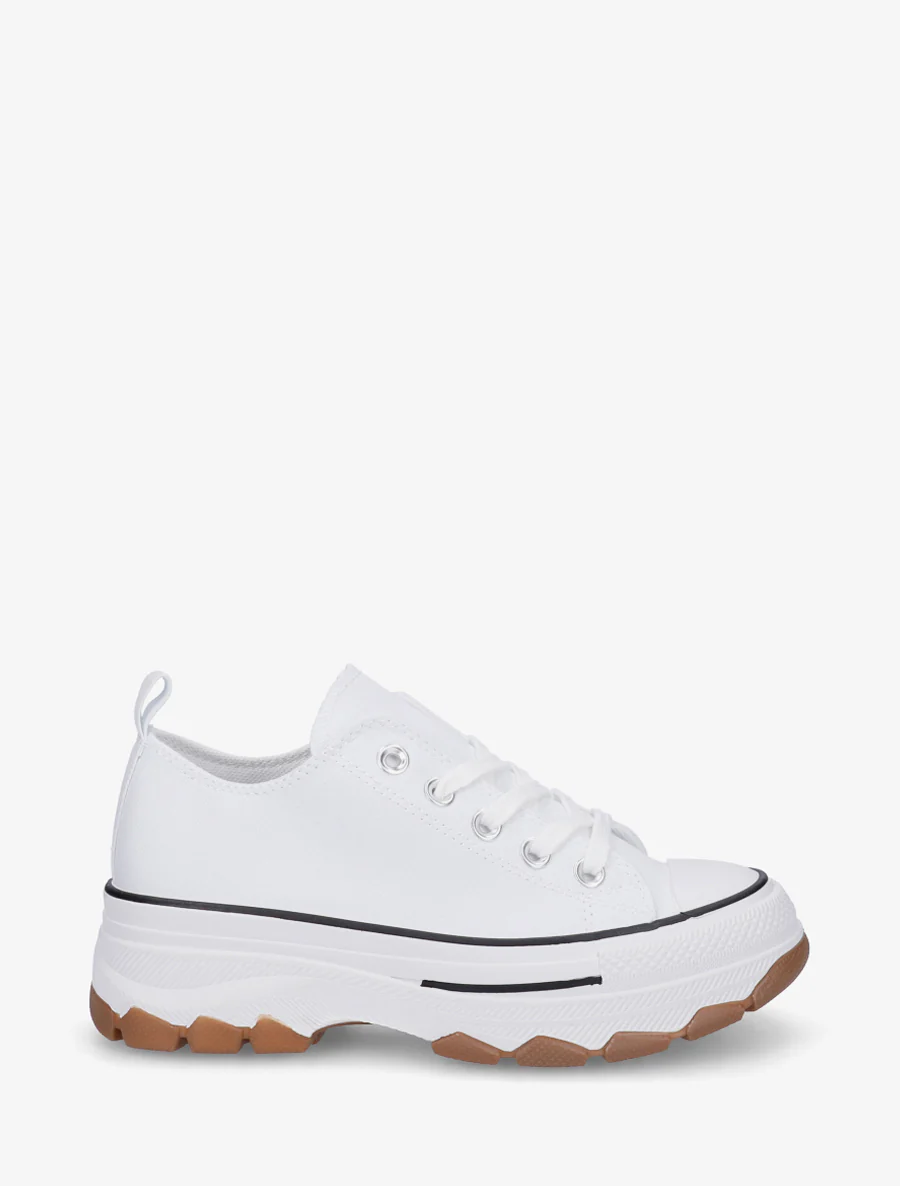 Canvas sneakers met een geprofileerde zool - Wit