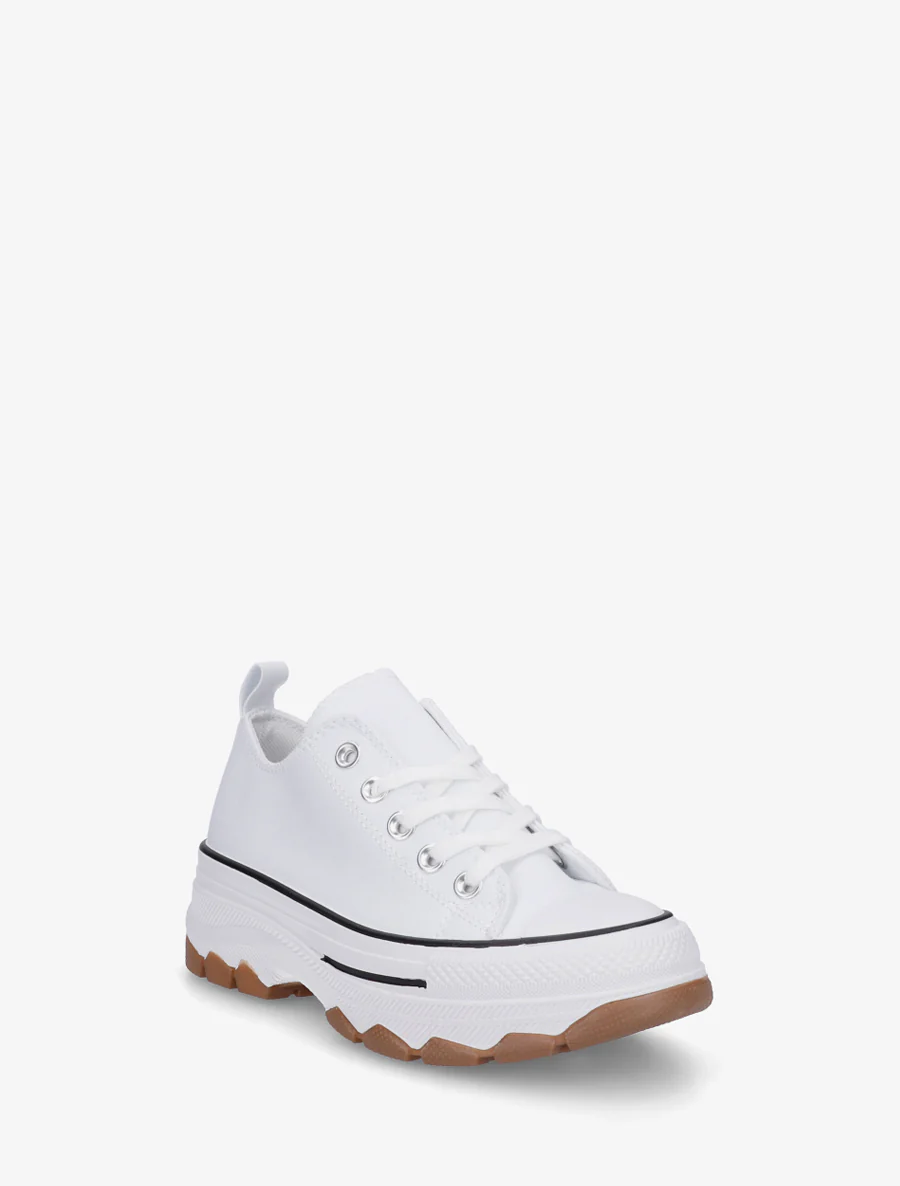 Canvas sneakers met een geprofileerde zool - Wit - Image 2