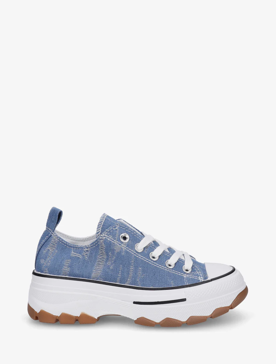Canvas sneakers met een geprofileerde zool - Blauwe denim