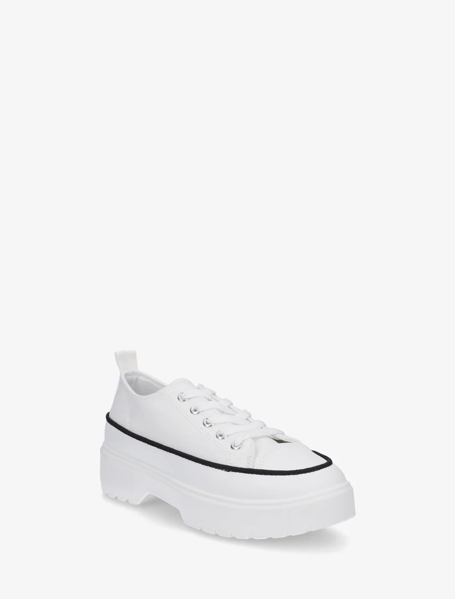 Canvas sneakers met plateauzool - Wit - Image 2