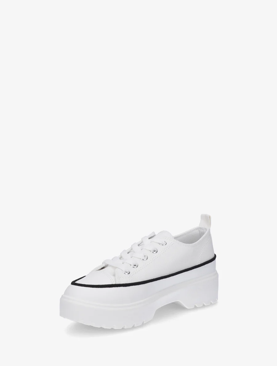 Canvas sneakers met plateauzool - Wit - Image 3