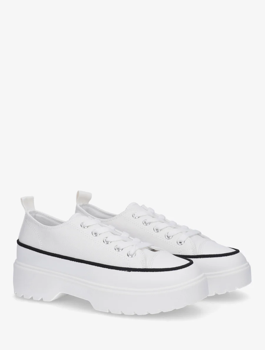 Canvas sneakers met plateauzool - Wit - Image 4