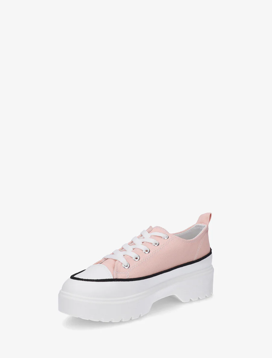 Canvas sneakers met plateauzool - Roos - Image 3