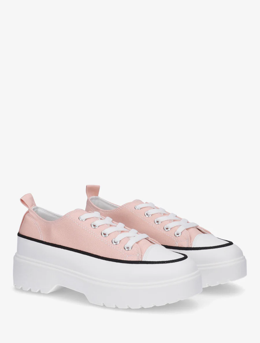 Canvas sneakers met plateauzool - Roos - Image 4