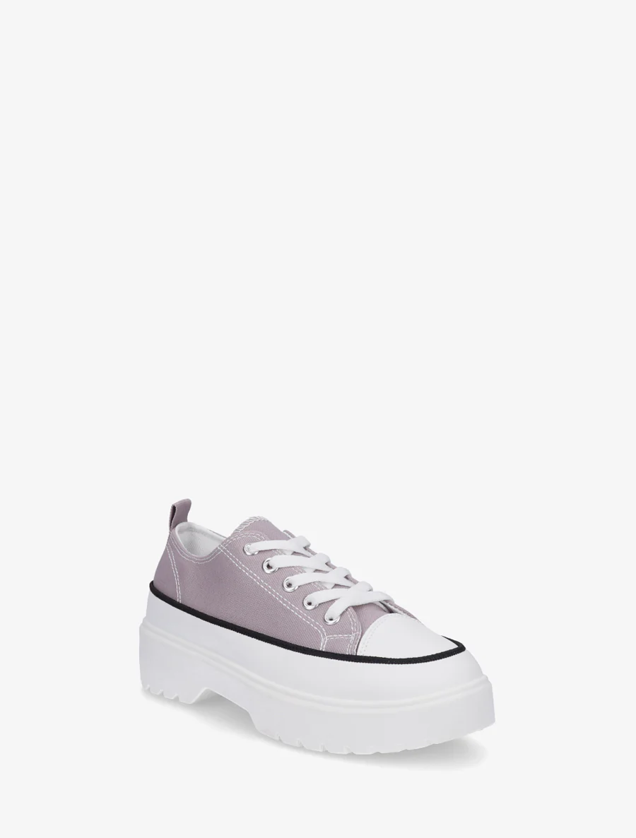 Canvas sneakers met plateauzool - Grijs - Image 2
