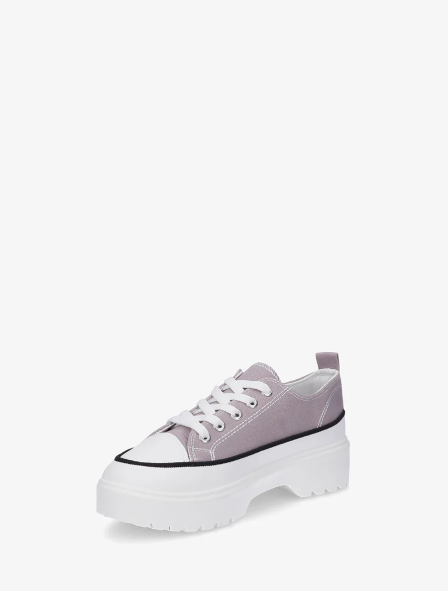 Canvas sneakers met plateauzool - Grijs - Image 3