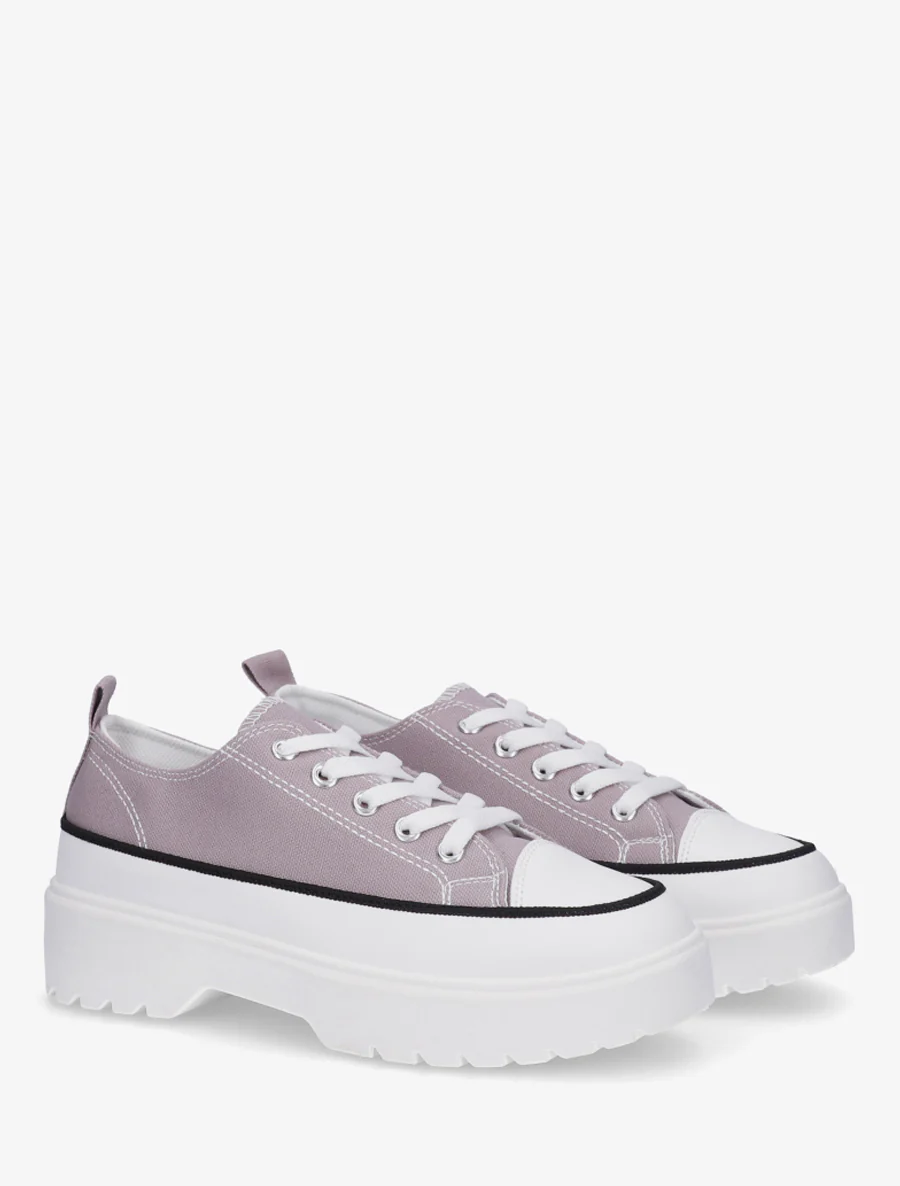 Canvas sneakers met plateauzool - Grijs - Image 4