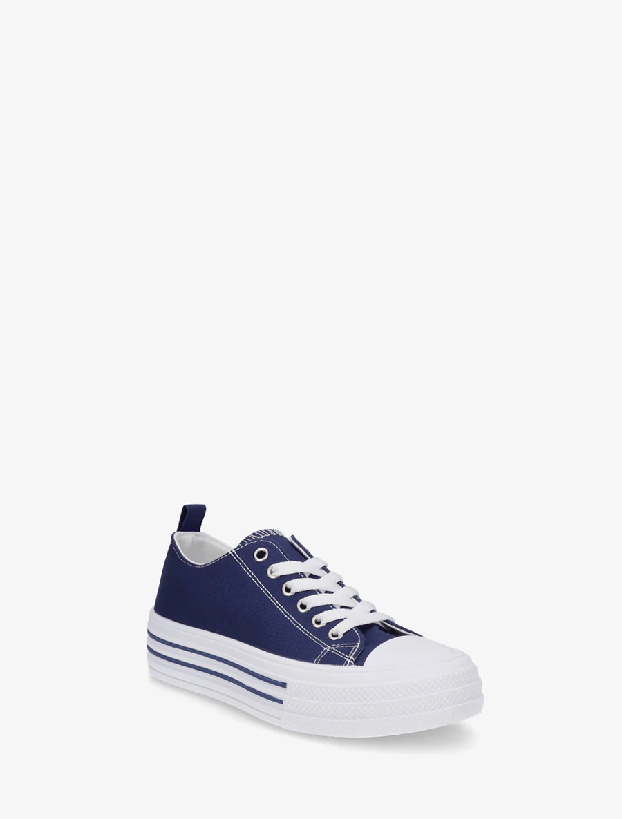 Canvas tennisschoenen met ronde neus - Marine - Image 2