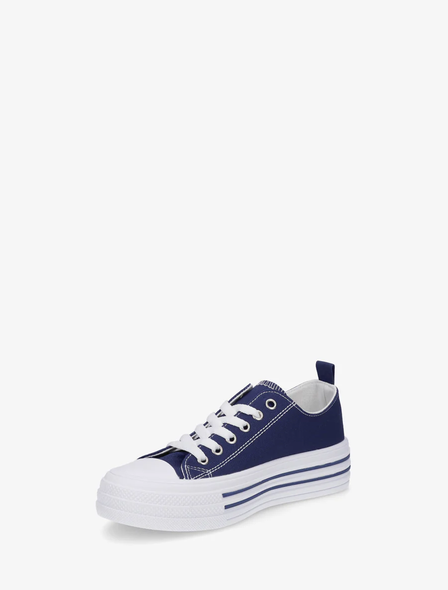 Canvas tennisschoenen met ronde neus - Marine - Image 3