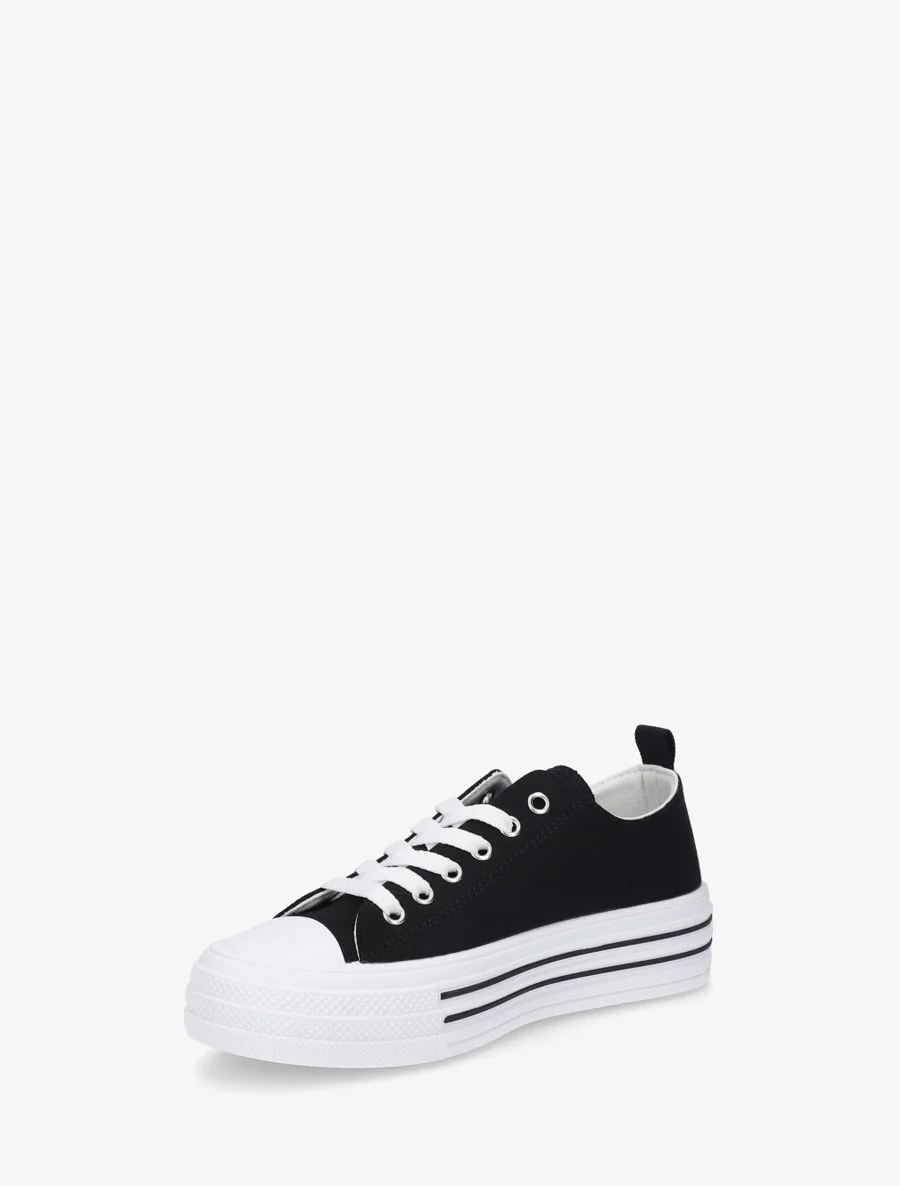 Canvas tennisschoenen met rubberen zool - Zwart - Image 3