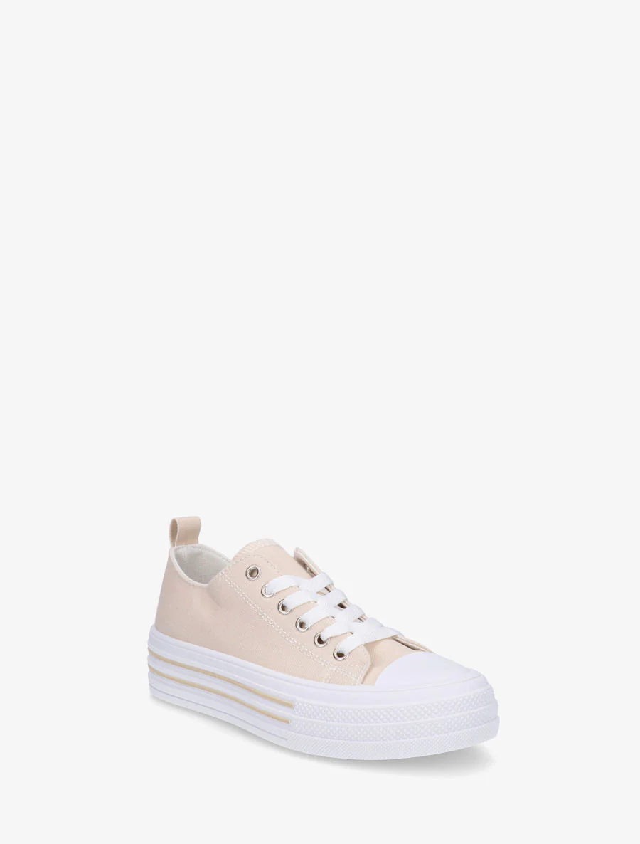 Canvas tennisschoenen met rubberen zool - Beige - Image 2