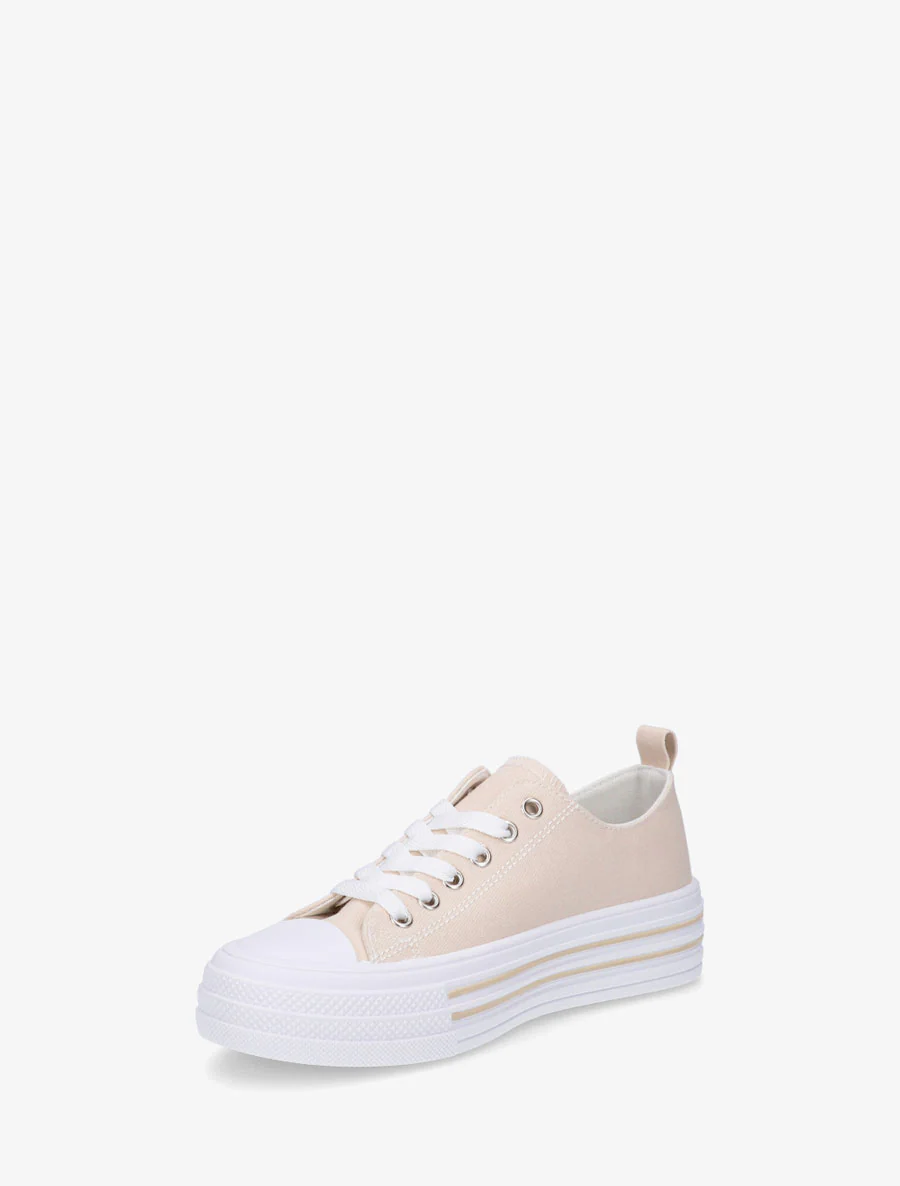 Canvas tennisschoenen met rubberen zool - Beige - Image 3