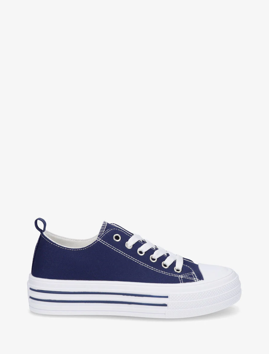 Canvas tennisschoenen met rubberen zool - Marine