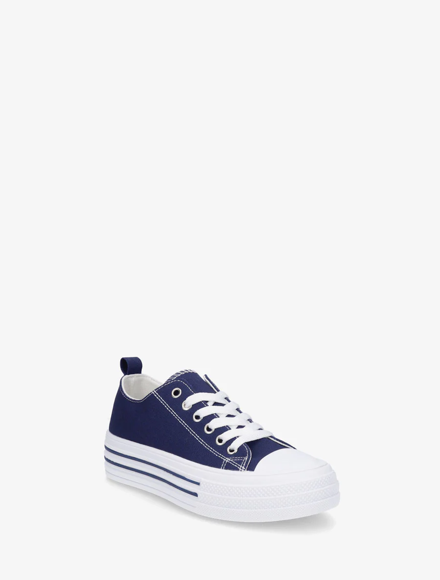 Canvas tennisschoenen met rubberen zool - Marine - Image 2