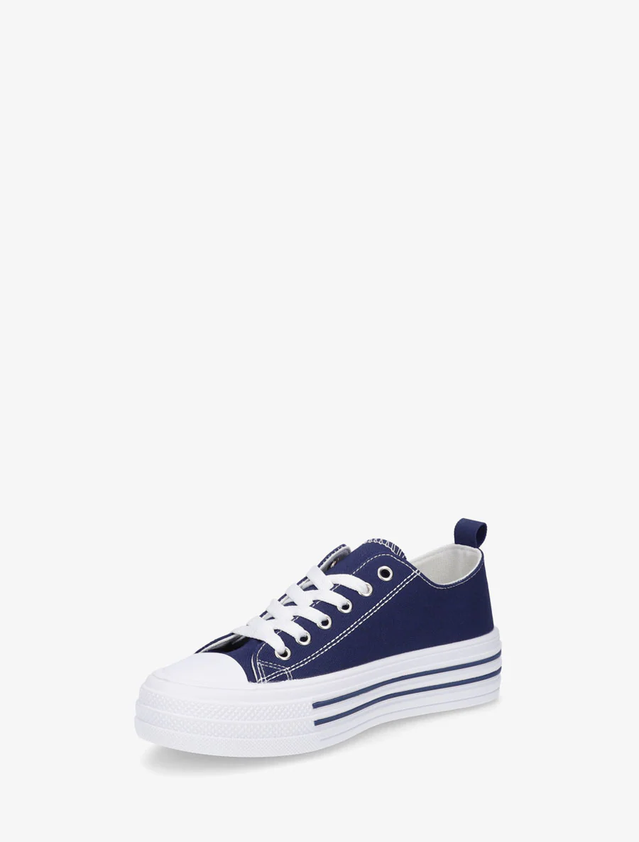 Canvas tennisschoenen met rubberen zool - Marine - Image 3
