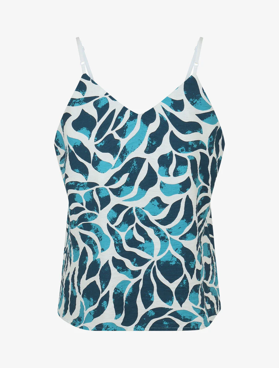 Caraco en broek met abstracte print - Turkoois - Image 3