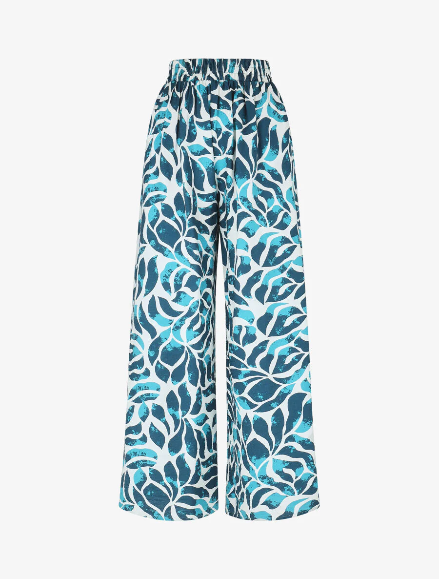 Caraco en broek met abstracte print - Turkoois - Image 4