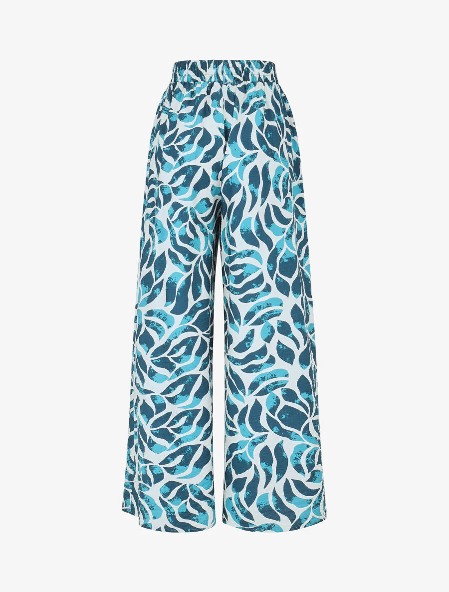 Caraco en broek met abstracte print - Turkoois - Image 5