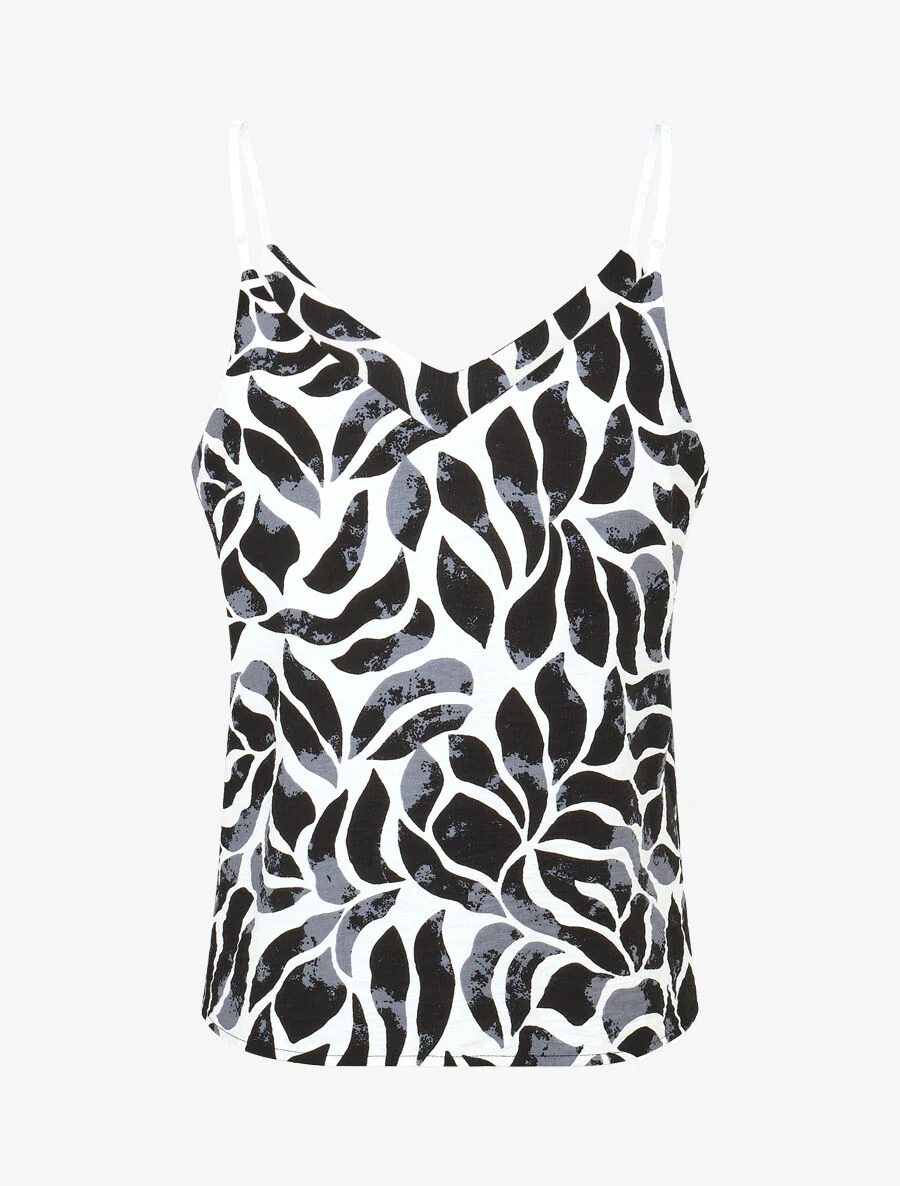 Caraco en broek met abstracte print - zwart - Image 3
