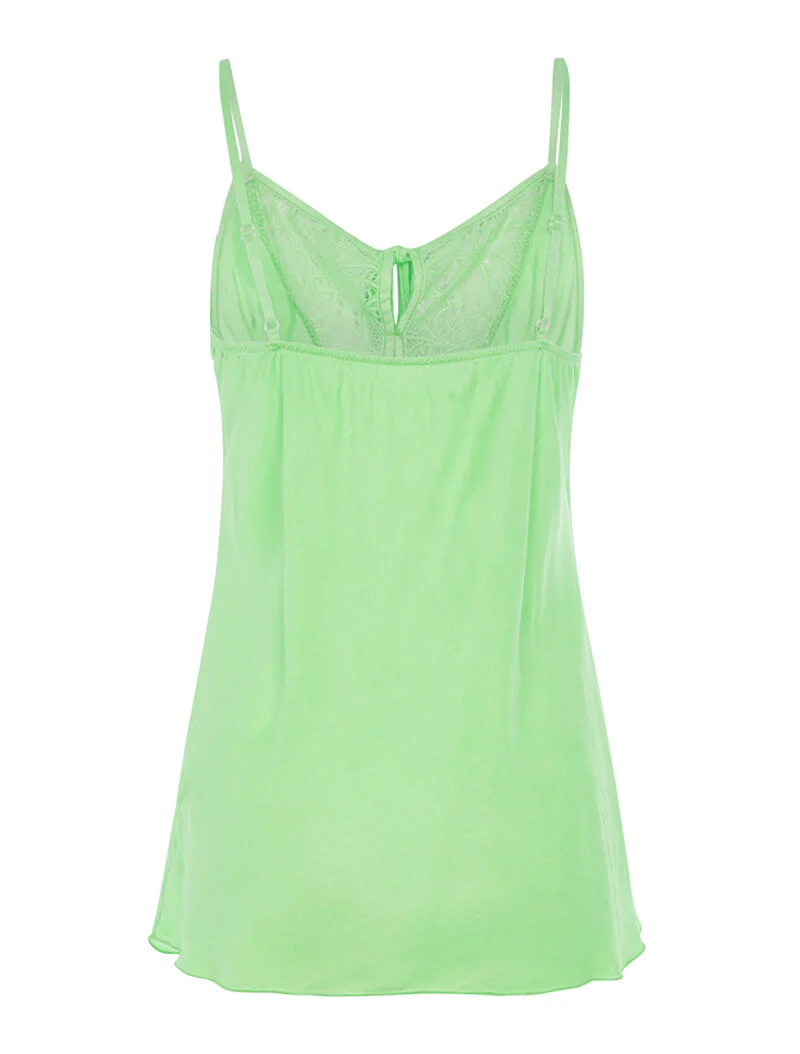Fluorescerend groene kanten halslijn cami - neongroen - Image 2
