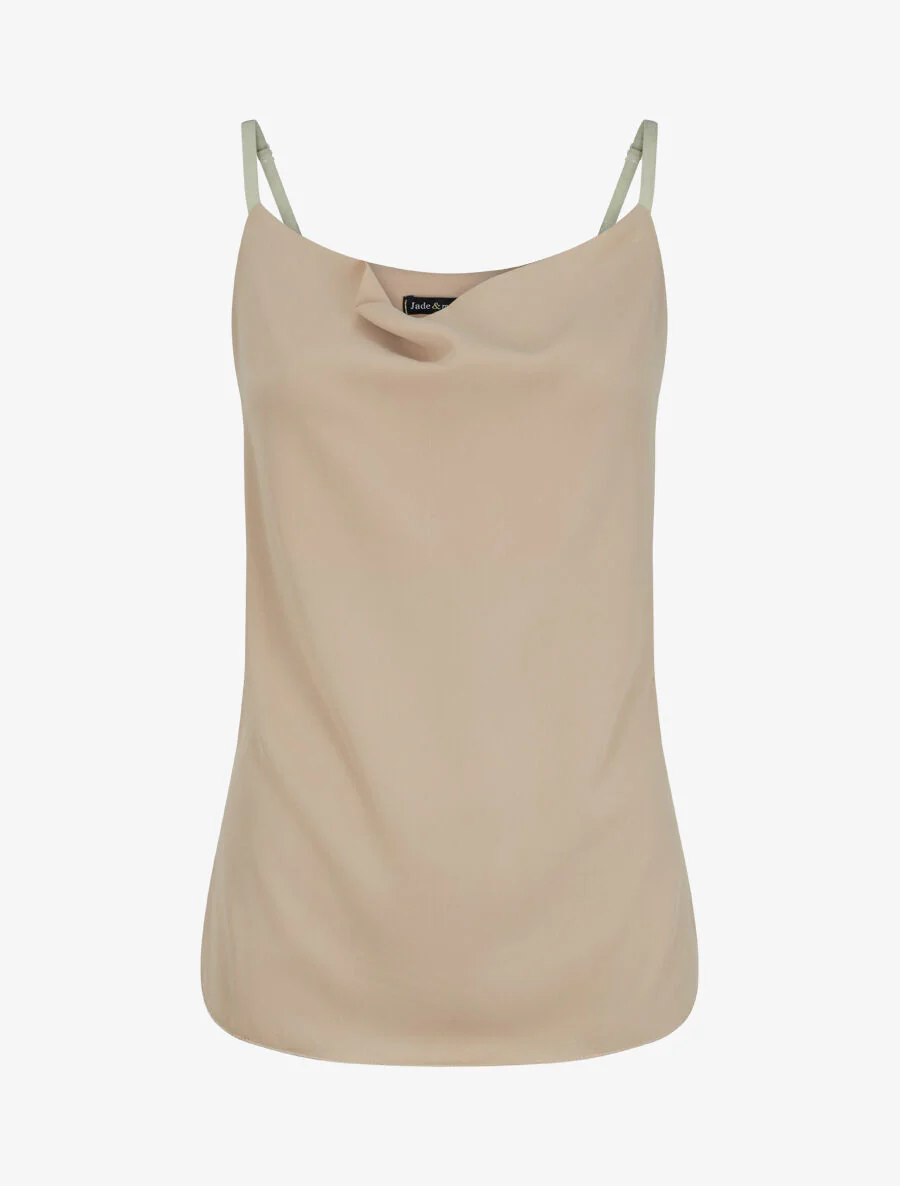 Caraco in voile met watervalhals - Beige