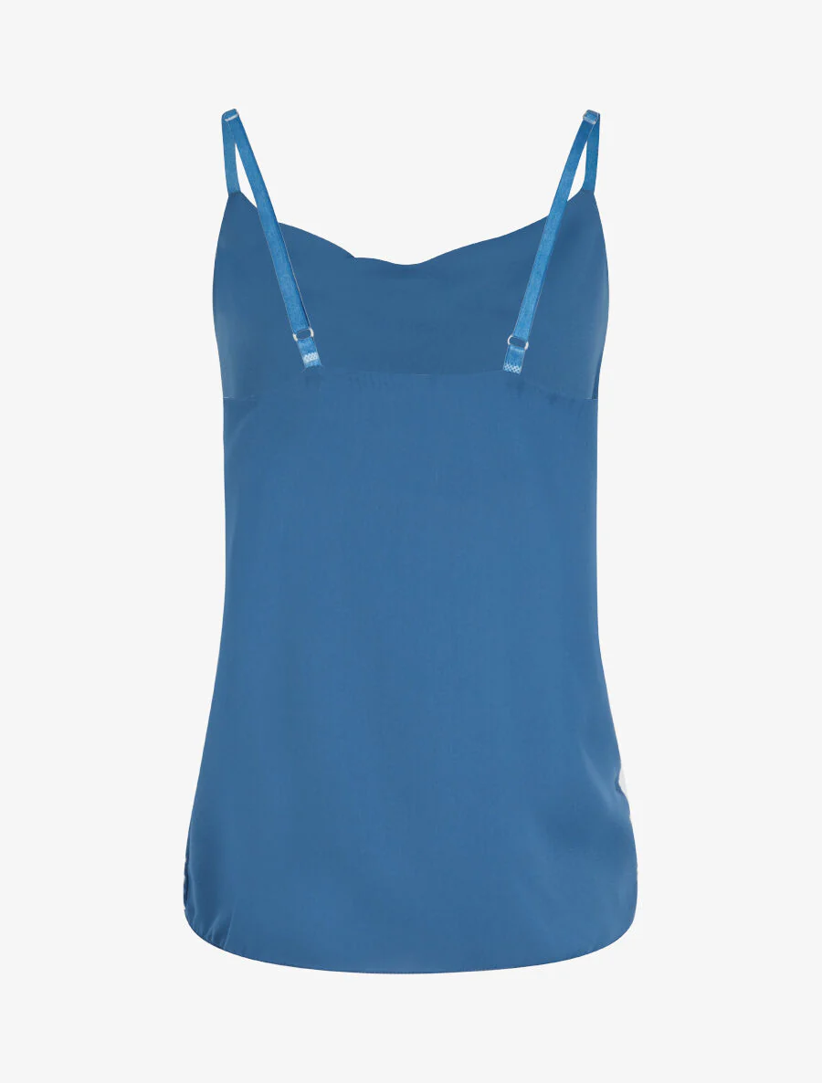 Caraco in voile met watervalhals - Karrenblauw - Image 2