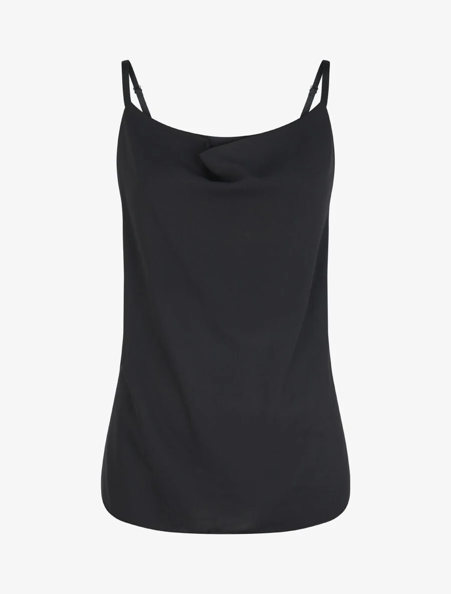 Caraco in voile met watervalhals - Zwart