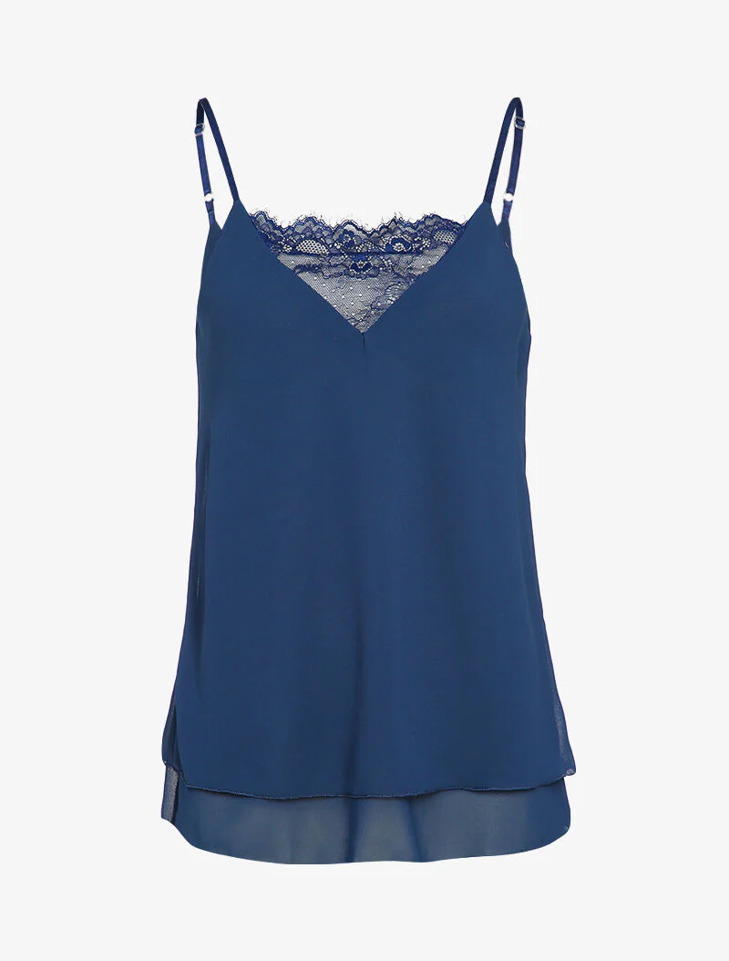 Caraco in overlappende sluiers - Marineblauw