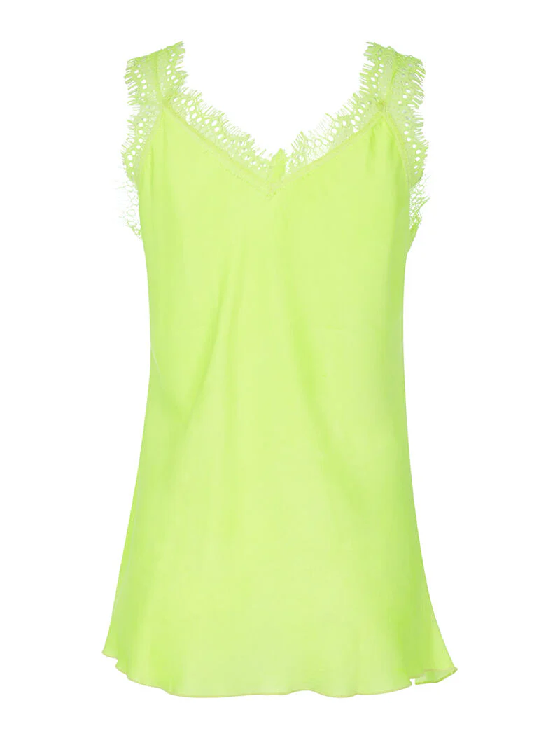 Lange caraco met kanten details - neon geel - Image 2