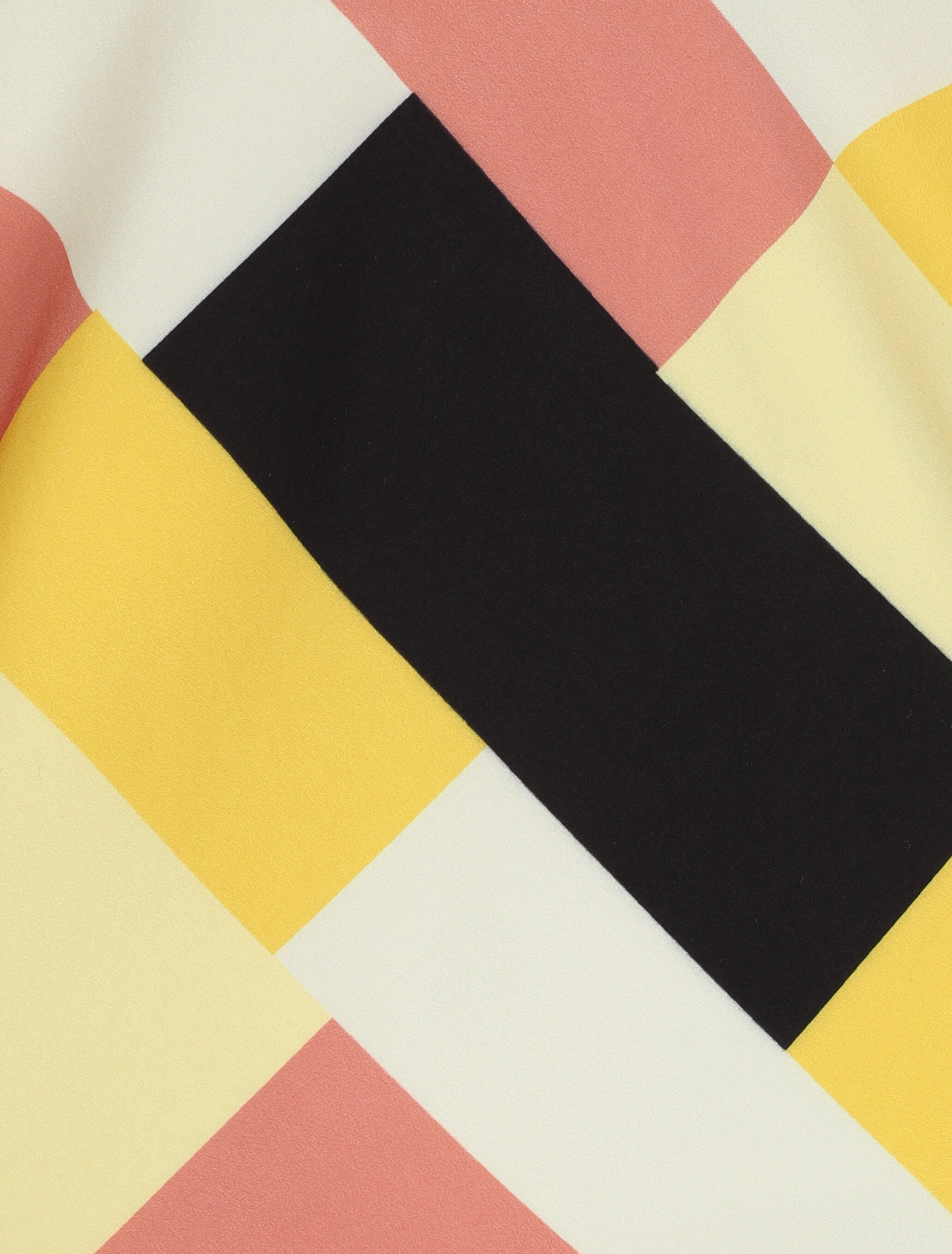 Rechte top met geometrische print en kanten kraag - Geel - Image 3