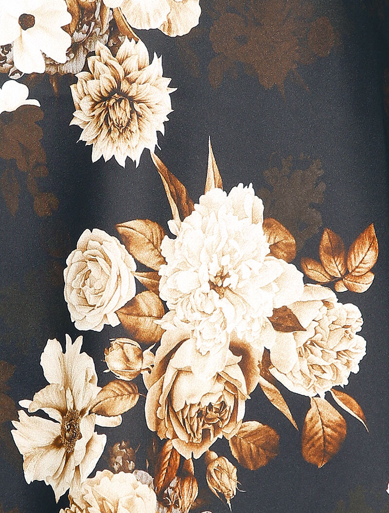Satijnen bloemenprint caraco - Zwart - Image 3