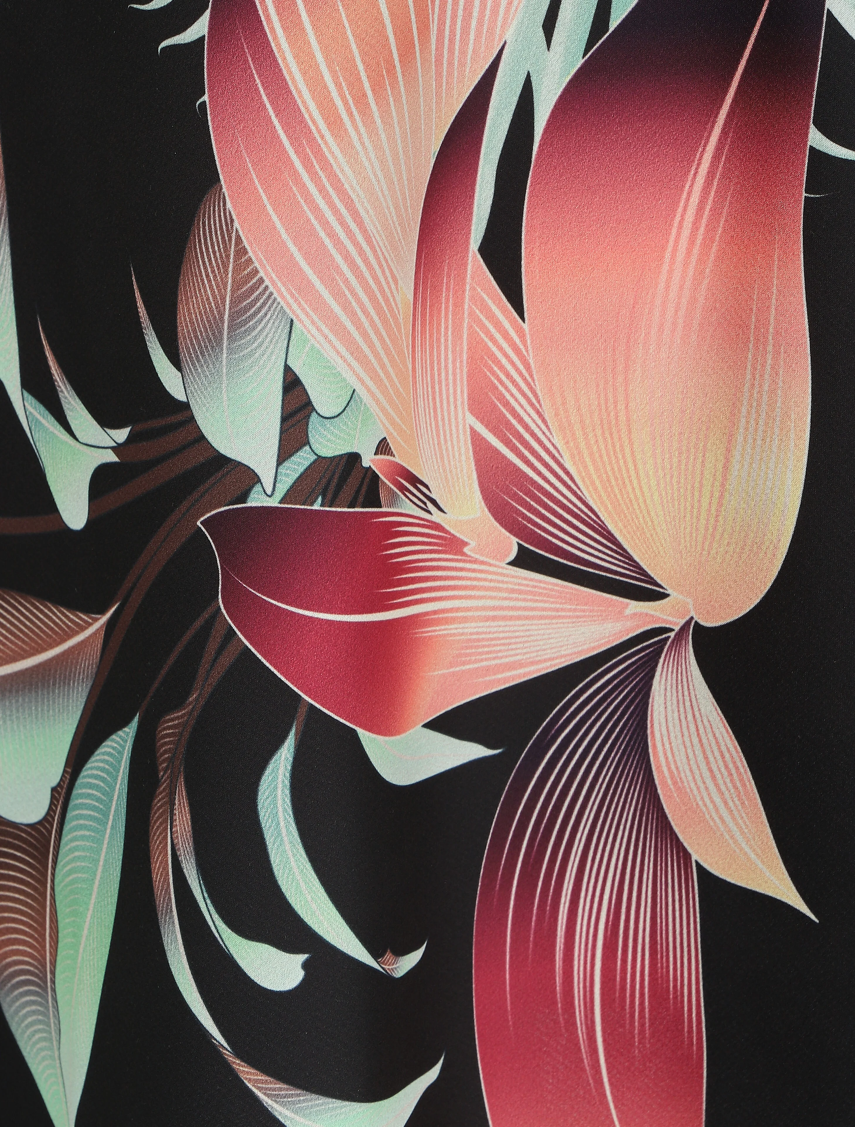 Satijnen caraco met tropische print - Zwart - Image 3