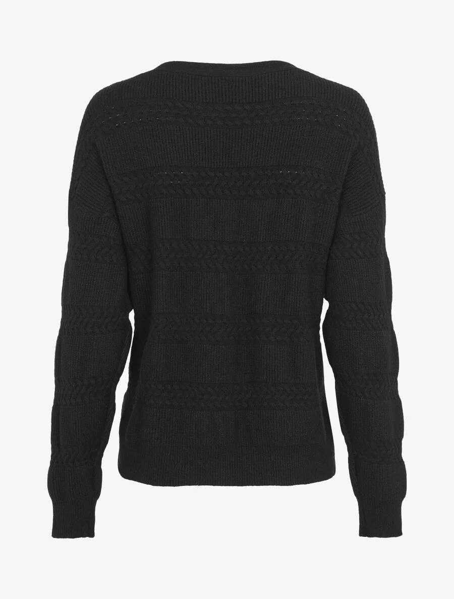 Effen cardigan met vierkante snit en getextureerd effect - Zwart - Image 2