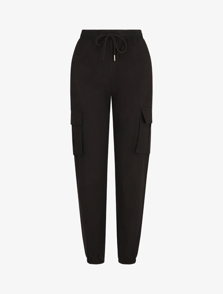 Cargo broek met hoge taille - Zwart