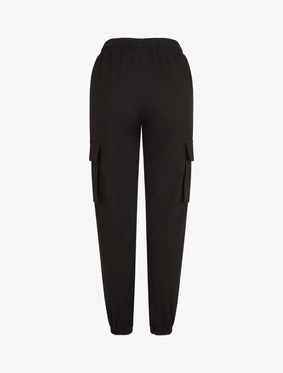 Cargo broek met hoge taille - Zwart - Image 2