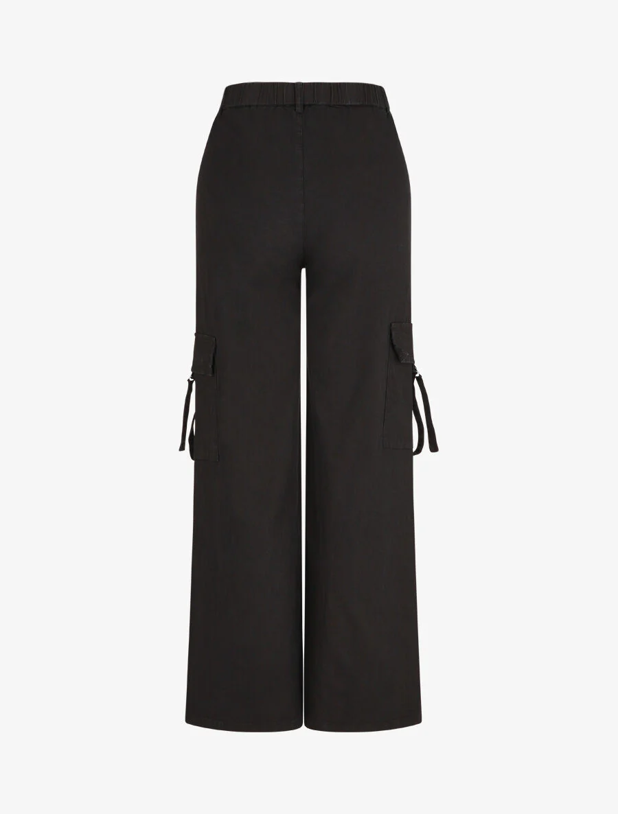 Cargo broek met koordjes - Zwart - Image 2