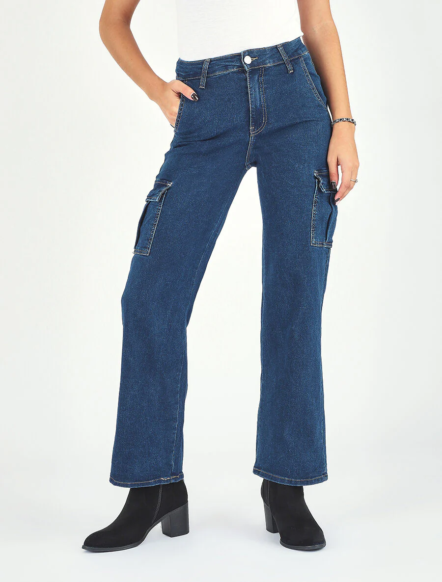 Cargo jeans in boyfriend stijl - blauw - Image 4