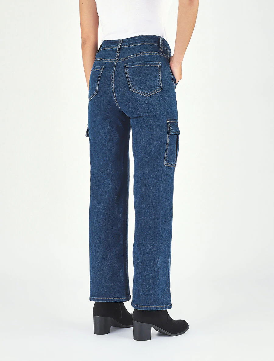 Cargo jeans in boyfriend stijl - blauw - Image 5