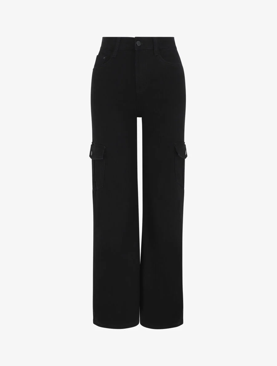 Cargo stijl flare jeans - zwart