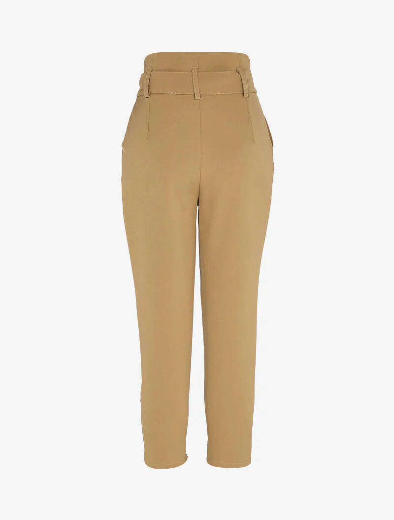 Carrot-fit broek 7/8 met geplooide empire taille - Camel - Image 2